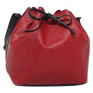 Authentic LOUIS VUITTON Epi Petit Noe Shoulder Bag Bicolor Black Red M44017 LV